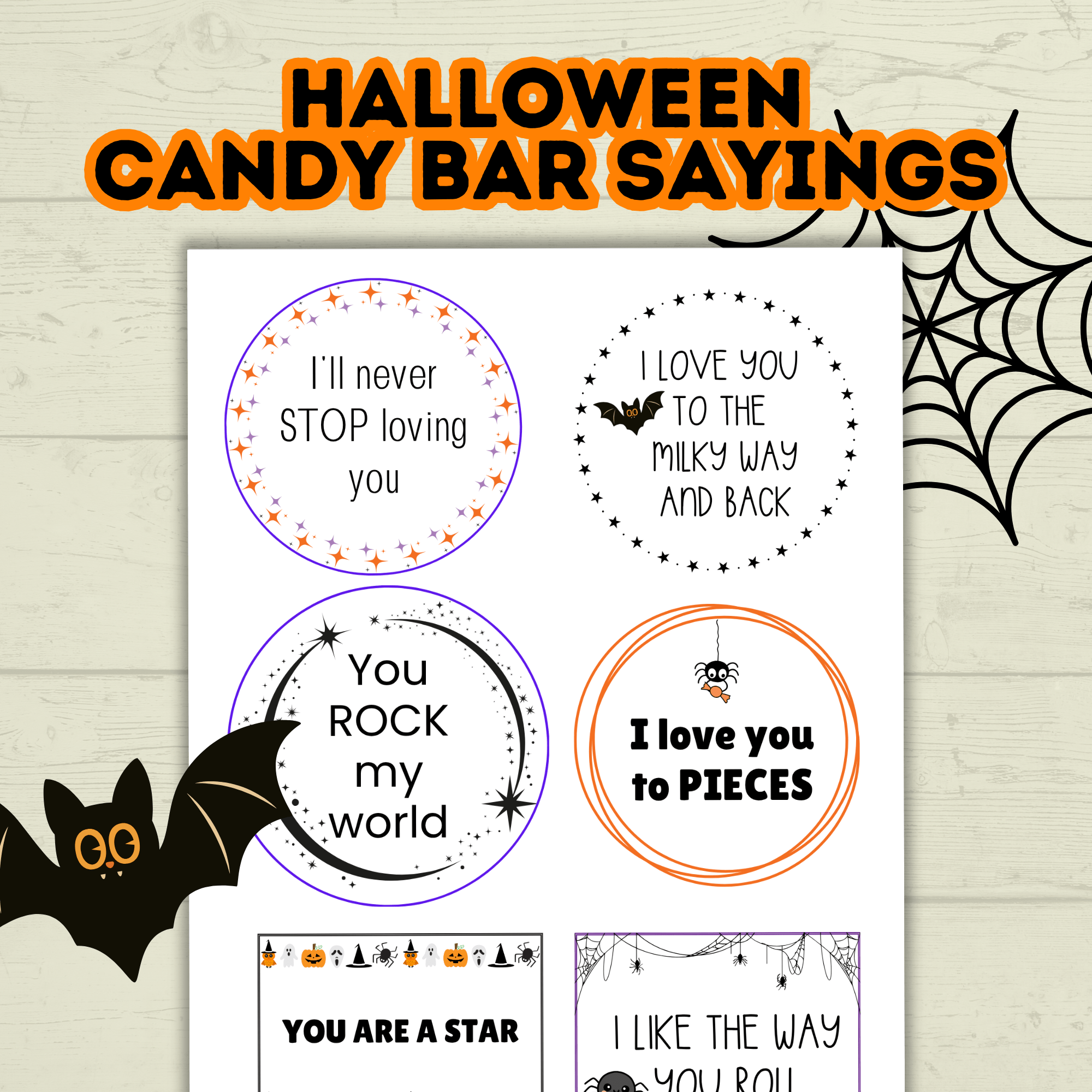 Halloween Candy Bar Pun Gift and Treat Tags