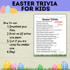 Easter Trivia for Kids | Kid's Trivia | Easter Printables | Easter Games | Kids Games | Classroom Games | Party Games | PDF download