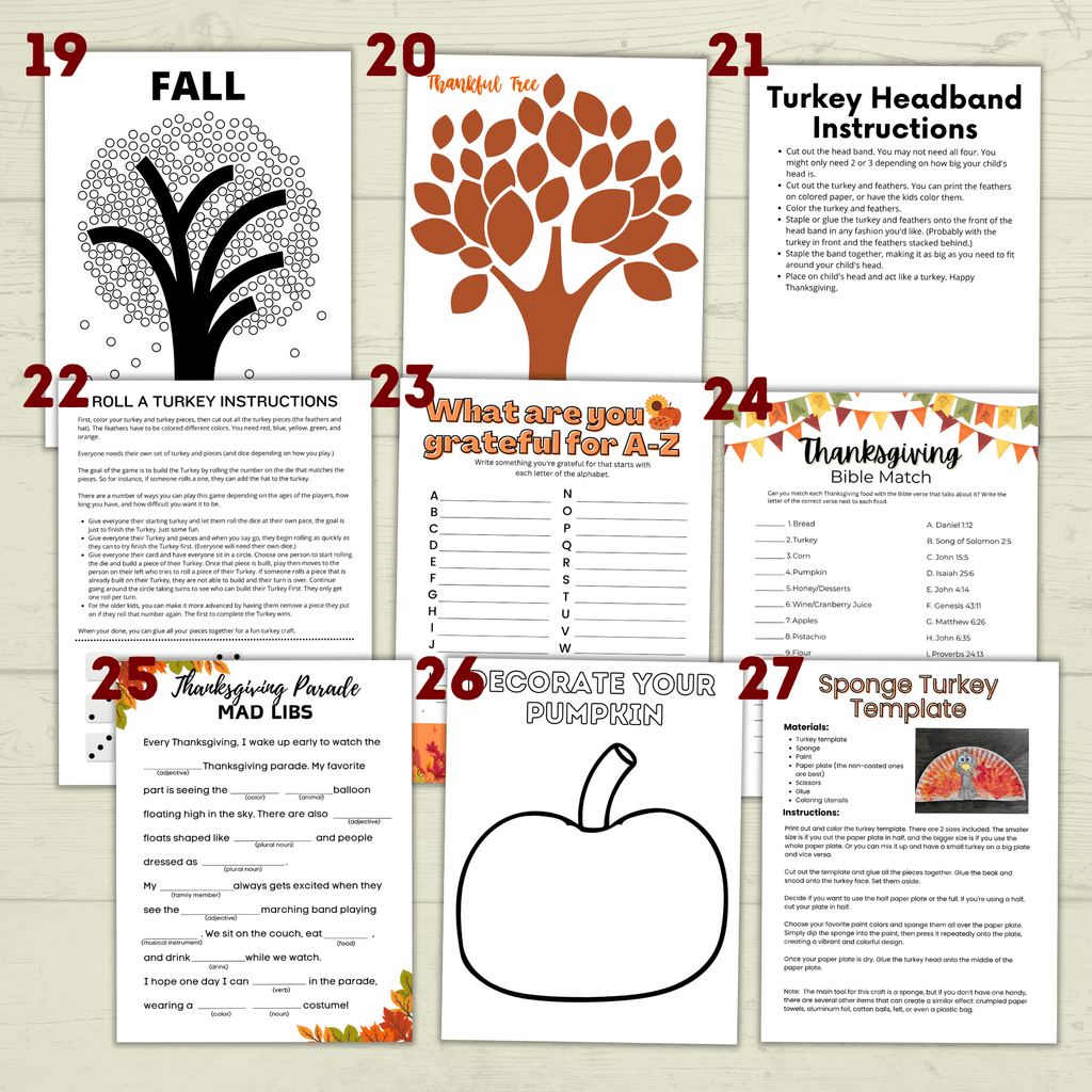 The Mega Kids Thanksgiving Activity and Crafts Bundle