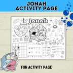 Jonah and The Whale Activity Page | Bible Activity Page | Kids Coloring Page | Sunday School Lesson | Kids Printables | Bible Story