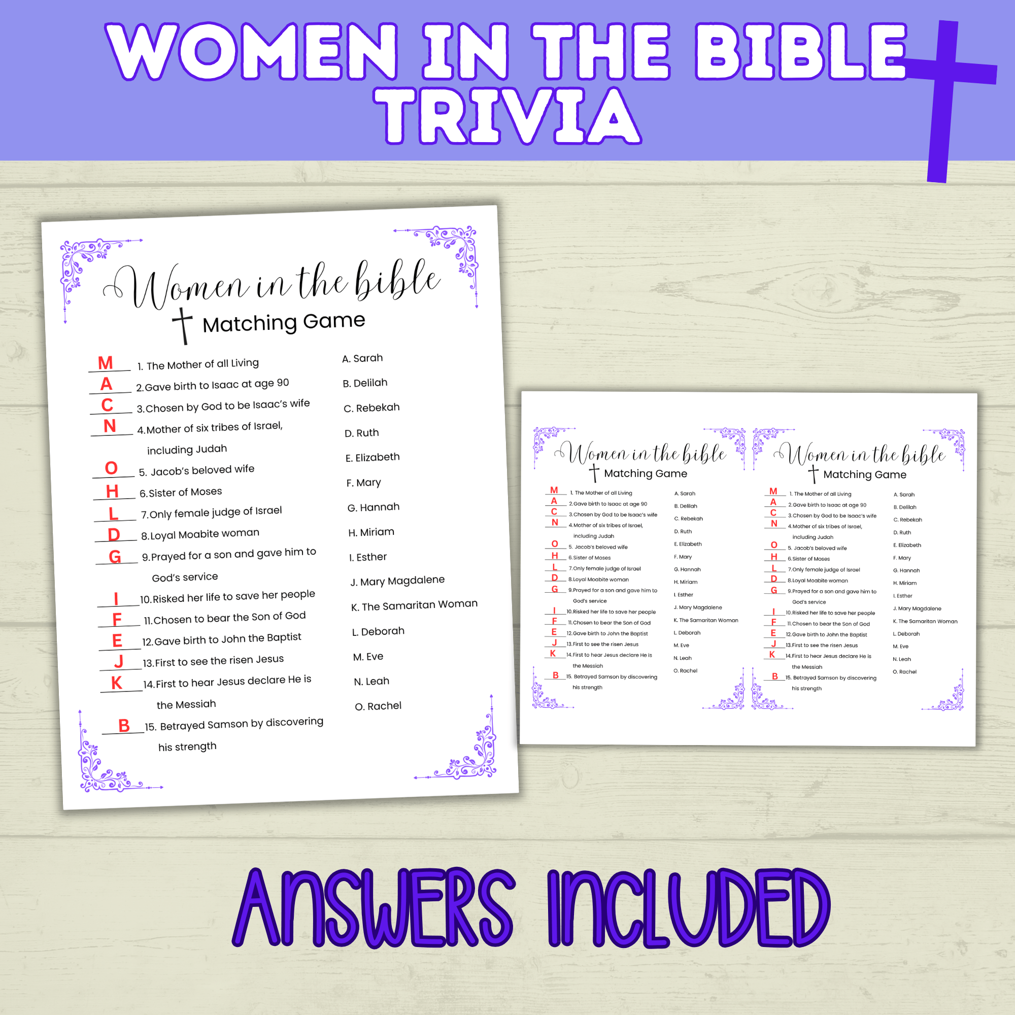 Women in the Bible Trivia Quiz | Bible Quiz | Bible Trivia | Trivia Questions | Trivia game | Church Games | Printable Games | Digital