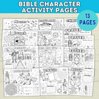 Bible Activity Sheets | Kids Coloring Pages | Bible Lesson Plans | Moses | Abraham | Noah | Esther | Ruth | Digital Download | Printables