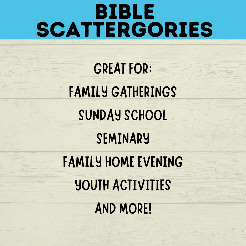 Bible Scattergories | Bible Games | Church Games | Bible Printables | Bible Activities | Old Testament | New Testament | Scriptures