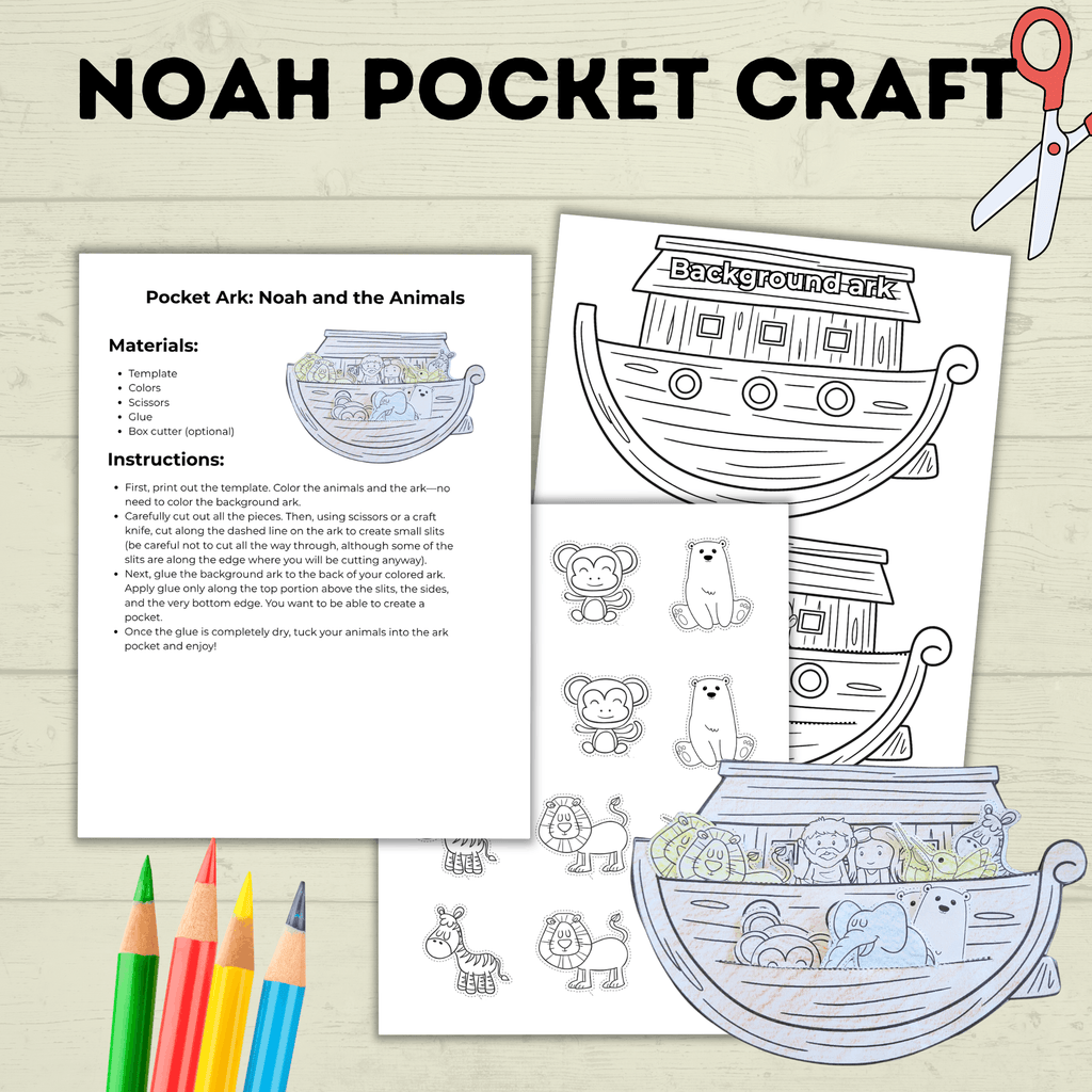 Noah's Ark Craft, Noah's Cut and Paste Craft, Sunday School Craft, Bible Craft
