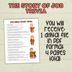 Job Trivia, Job Bible Story Trivia, Kids Trivia, Sunday School Activity, Bible Christian Game
