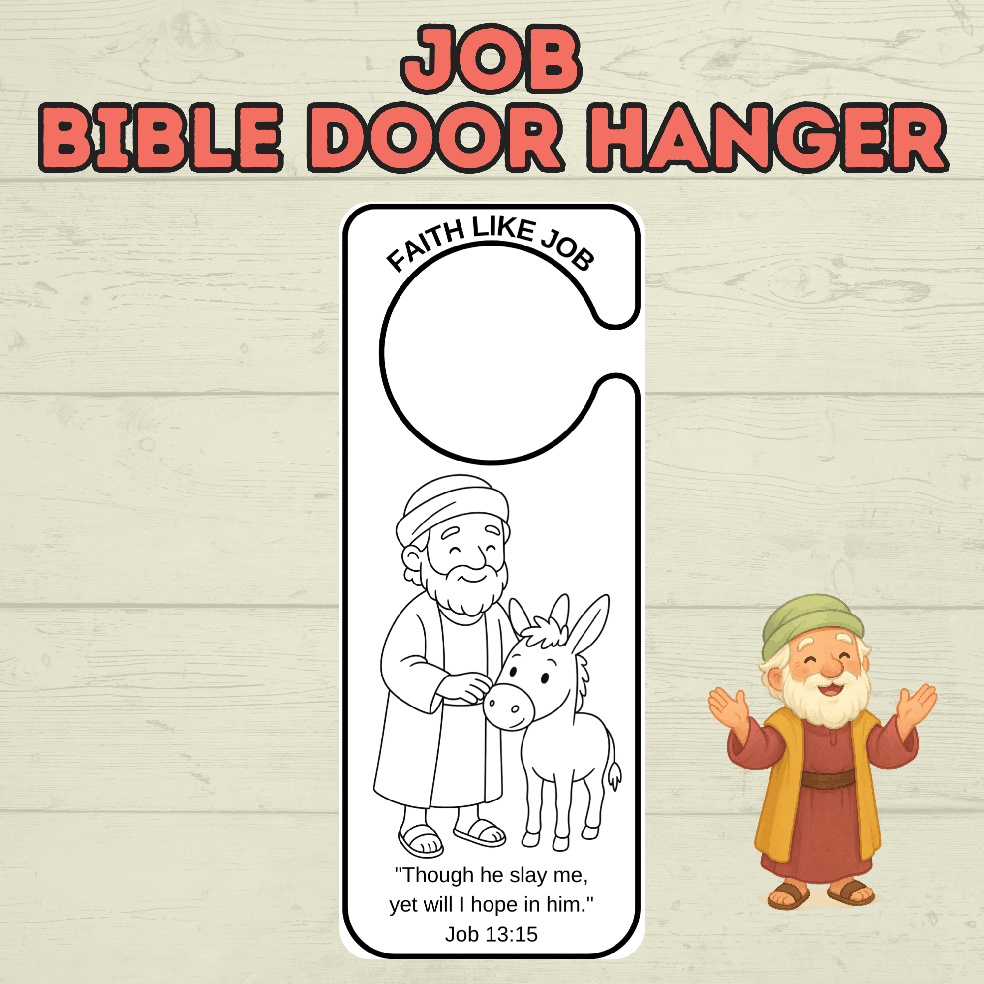 Job Door Hanger Craft, Bible Story Job Craft, Sunday School Craft, Bible Craft