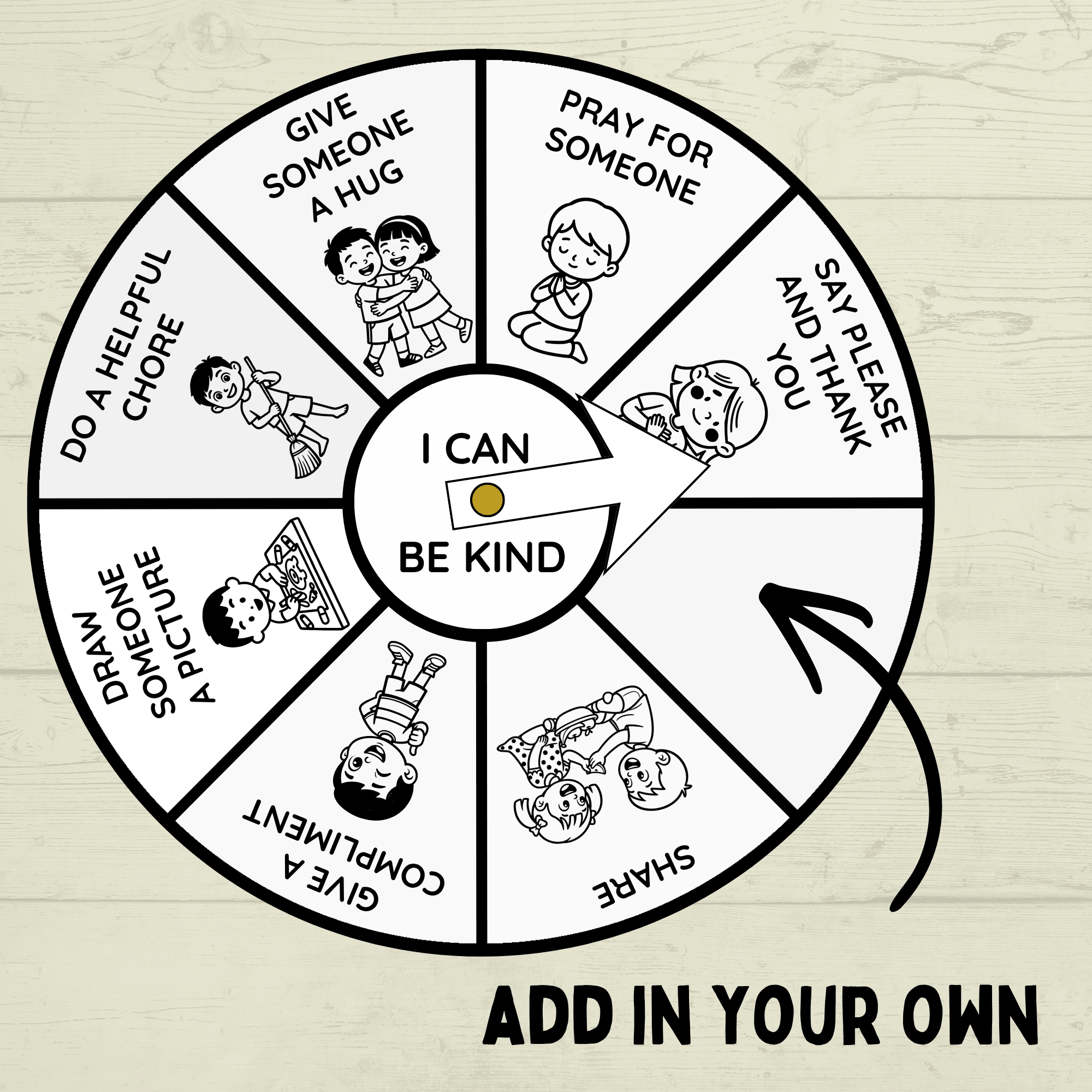 Kindness Craft for Kids, Kindness Spinner Craft, I Can Be Kind, Sunday School Craft