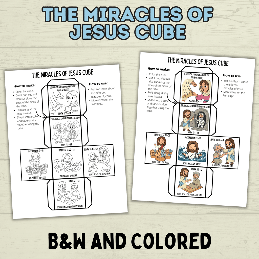 Miracles of Jesus Cube Craft, Jesus Craft, Bible Cube Craft, Sunday School Craft