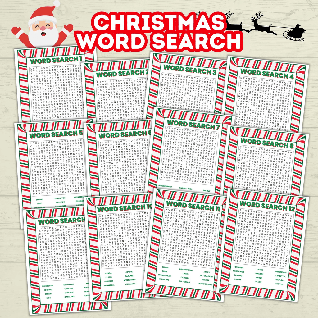Christmas Classroom Party Printable Word Games for Kids, Group Activities, Family Reunion Holiday Game