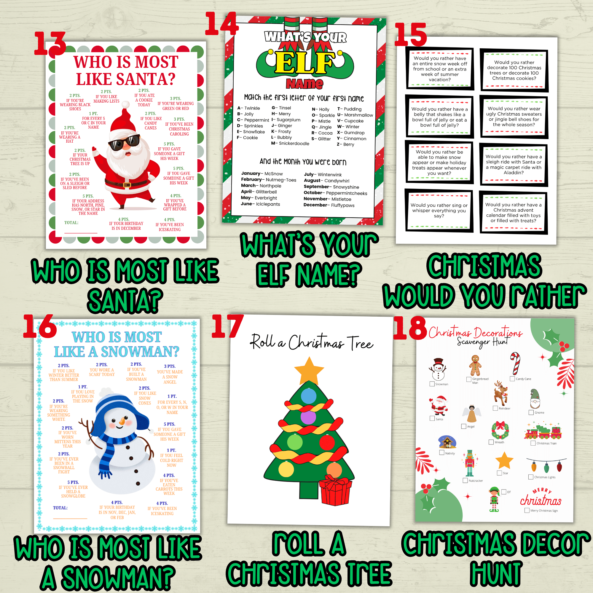 Christmas Holiday Party Games Bundle for Classrooms, Family Reunions, Kids, Adults