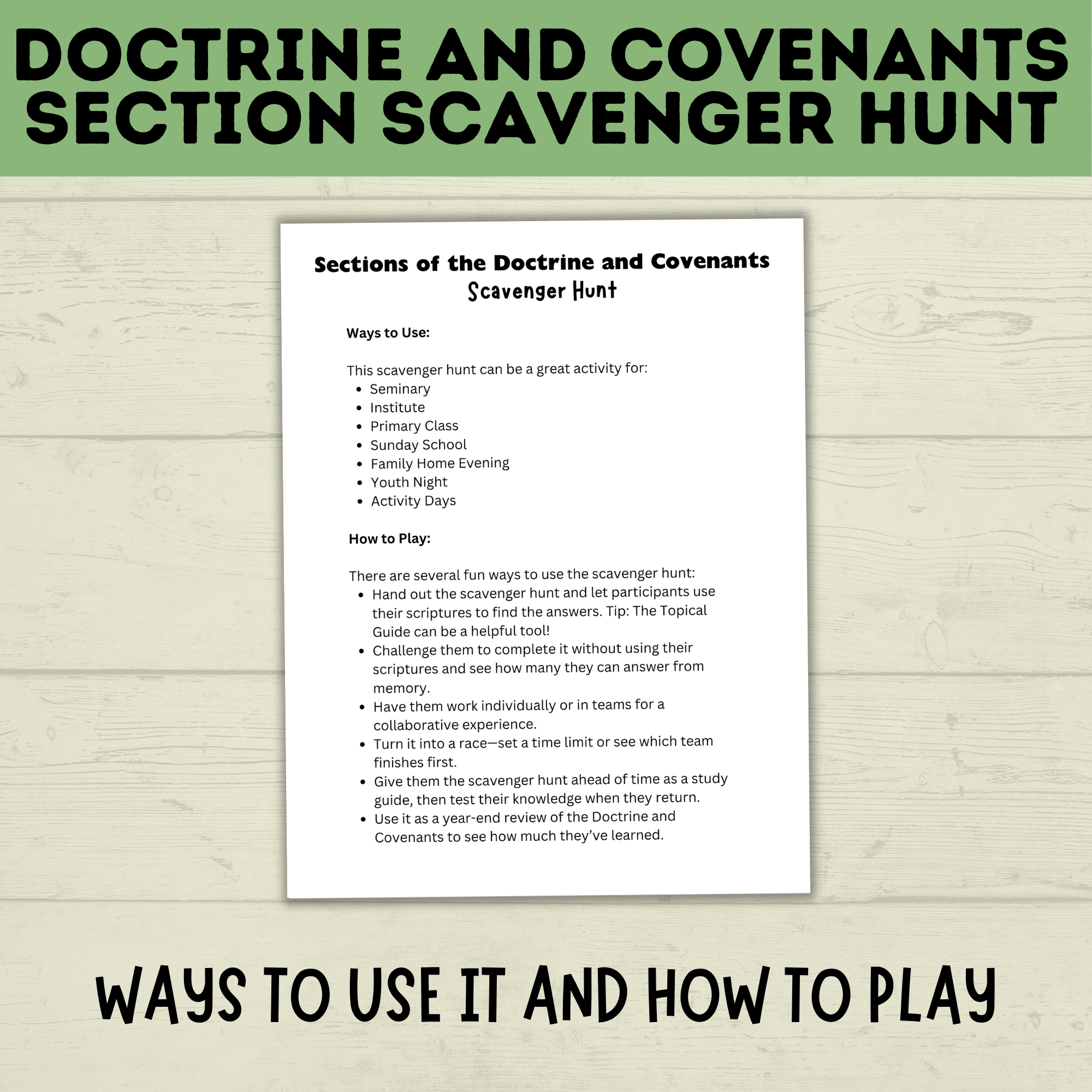 Doctrine and Covenants Scavenger Hunt | Sections of the Doctrine and Covenants Quiz | Come Follow Me | Kids Scavenger Hunt | Sunday School