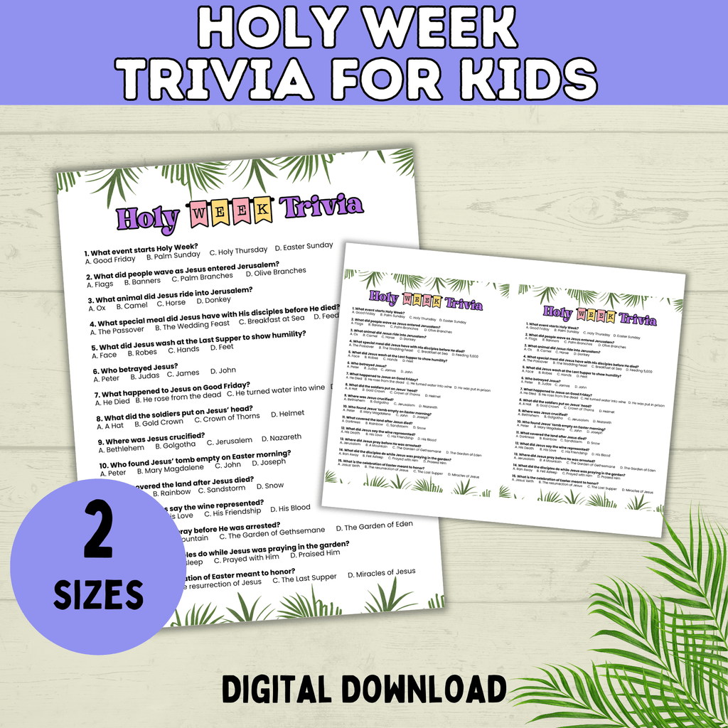 Holy Week | LDS Holy Week | Holy Week Kids Trivia | Holy Week Activity | Easter | Easter Activity | Easter Trivia | Easter Week