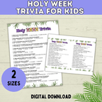 Holy Week | LDS Holy Week | Holy Week Kids Trivia | Holy Week Activity | Easter | Easter Activity | Easter Trivia | Easter Week