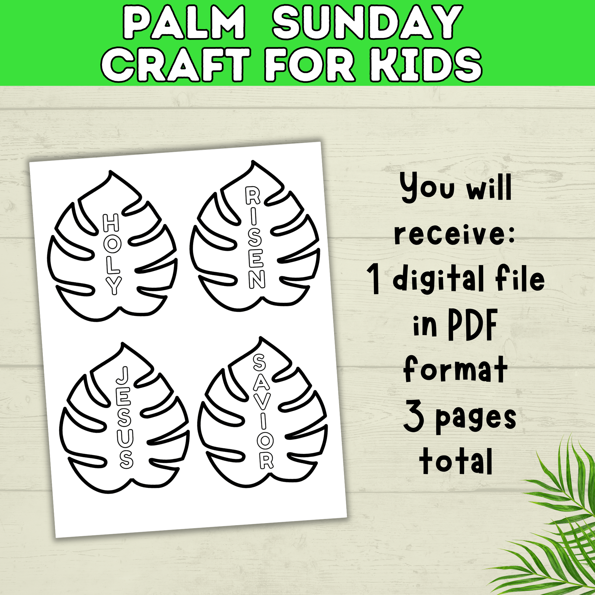 Palm Sunday Craft | Palm Leaf Craft | Sunday School Craft | Easter Craft | Holy Week Craft | Craft Template | Easter Story