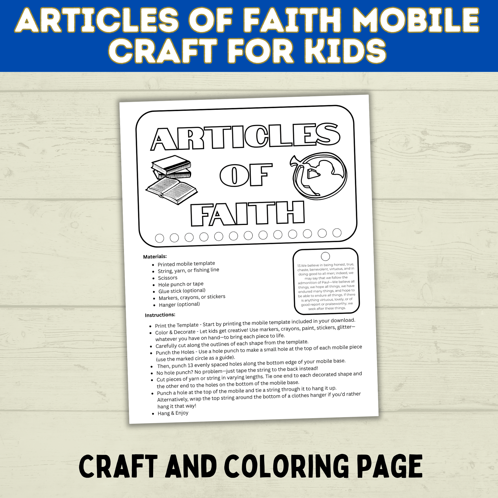 Articles of Faith Craft for Kids | Book of Mormon Craft | Doctrine and Covenants Craft | D&C Craft | Come Follow Me | Sunday School Craft