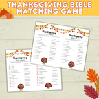 Thanksgiving Bible Match Game Printable for Kids and Adults | Digital Download in 2 Sizes | PDF Bible Game | Thanksgiving Printables
