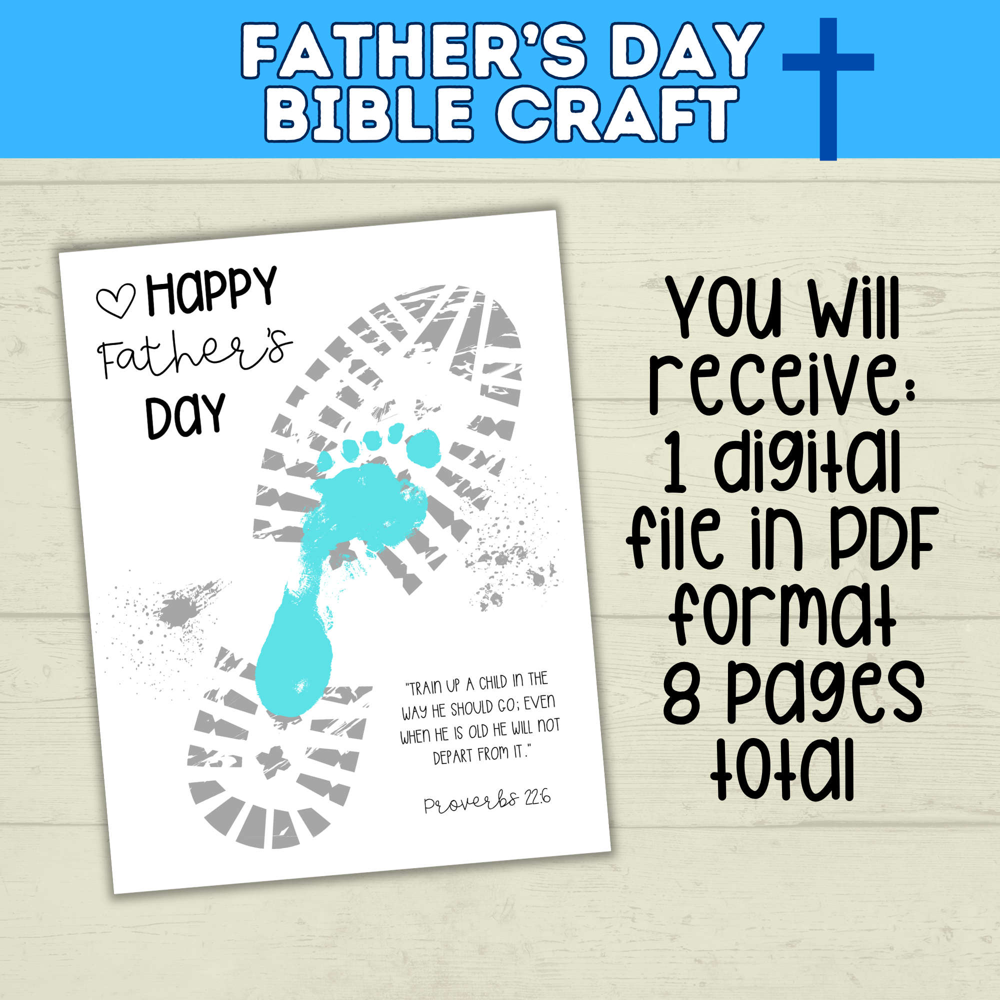 Father's Day Bible Craft for Kids | Bible Craft | Father's Day Craft | Footprint Craft for Dad | Father's Day Gift | Father's Day Card