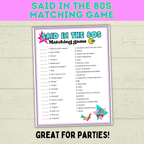 80s Games | 80s Party Games | Retro Games | 80s Birthday Party Game | 80s | Games | 80s Trivia | Printable Games | Vintage Games