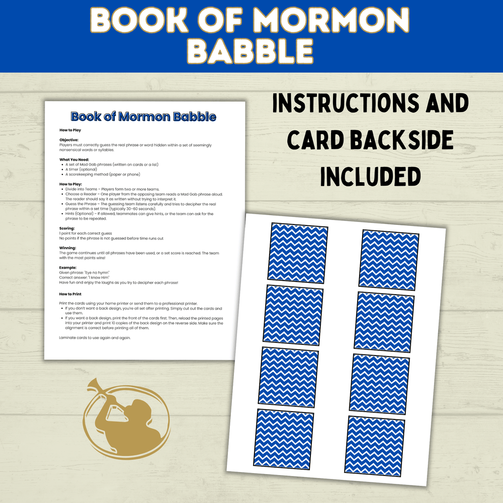 Book of Mormon Game Babble | Cards | Game Night | Church and Scripture Game | Youth Sunday School Game | Christian