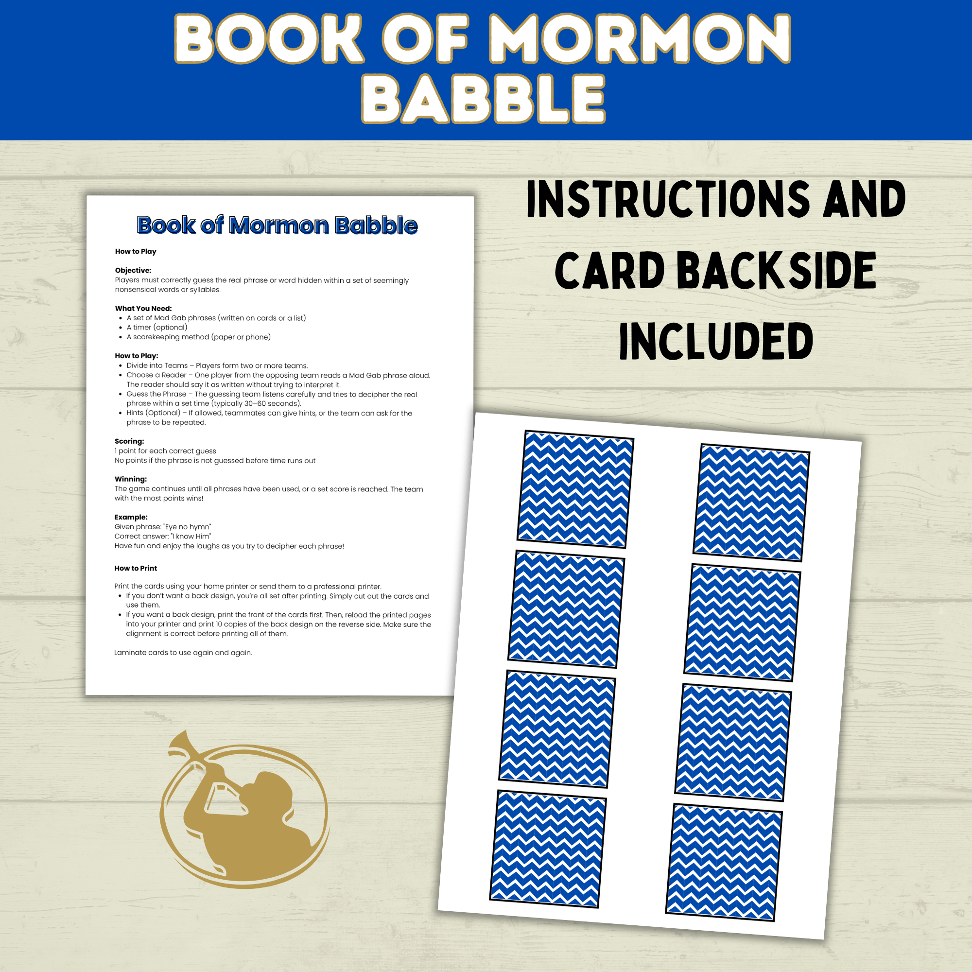 Book of Mormon Game Babble | Cards | Game Night | Church and Scripture Game | Youth Sunday School Game | Christian