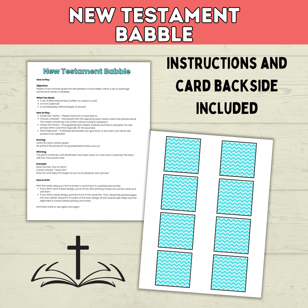 Bible Games | New Testament Game Babble | Youth Church Game | Bible Printable | Digital Download | Party Games | Scriptures | Young Women