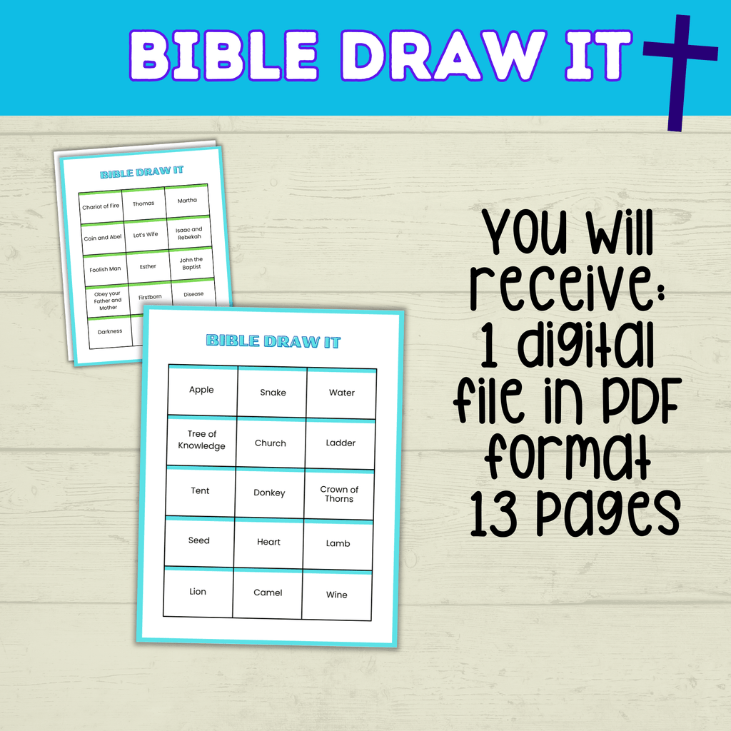 Bible Draw It | Bible Charades | Bible Games | Bible Activities for Kids | Church Games | Digital Download | Sunday School | Printables