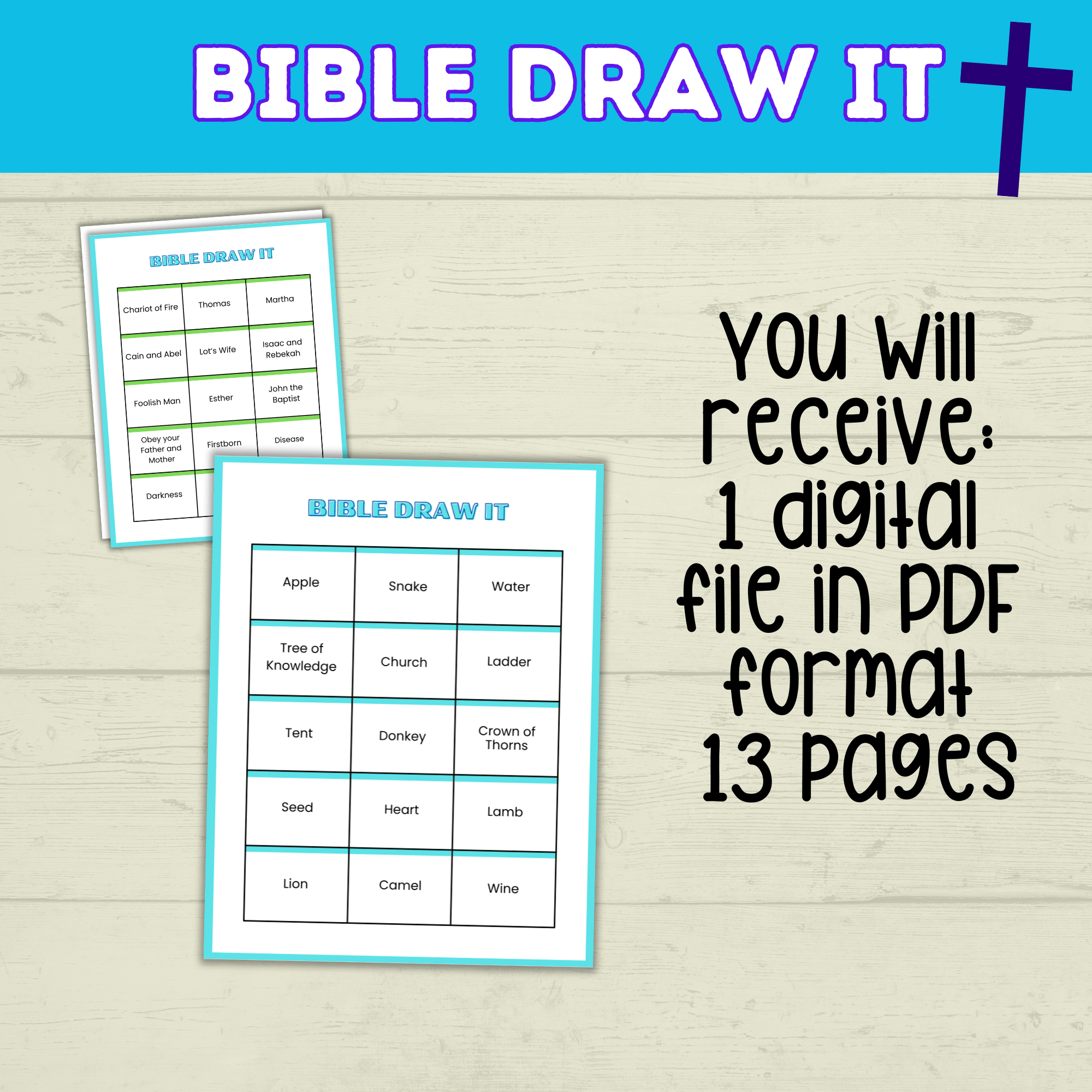 Bible Draw It | Bible Charades | Bible Games | Bible Activities for Kids | Church Games | Digital Download | Sunday School | Printables