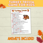 Turkey Trivia | Thanksgiving Trivia | Trivia for Kids | Digital Download | Thanksgiving Games | Thanksgiving Activities | Thanksgiving