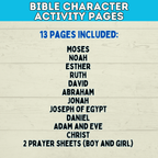 Bible Activity Sheets | Kids Coloring Pages | Bible Lesson Plans | Moses | Abraham | Noah | Esther | Ruth | Digital Download | Printables