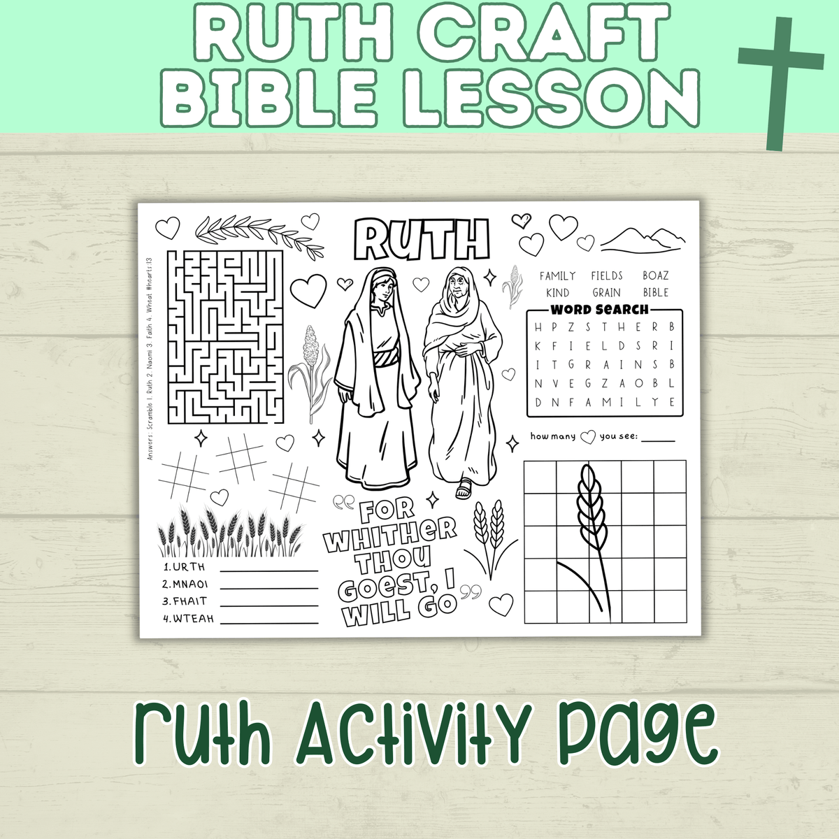 Lesson From Ruth Ruth Craft | Ruth Activity | Bible Craft | Bible Activity Page | Bible ...