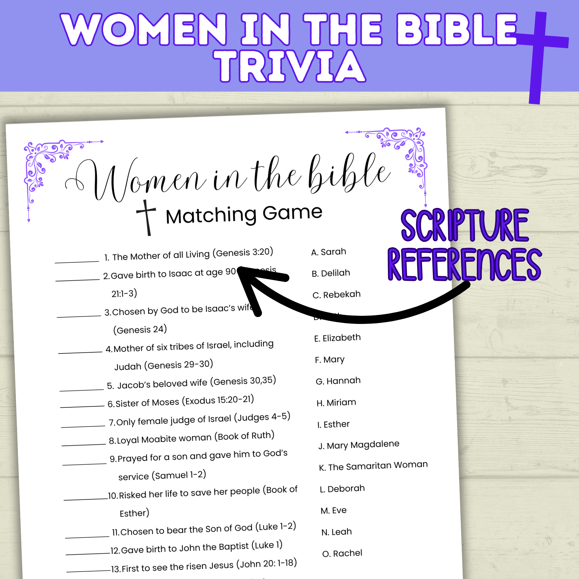 Women in the Bible Trivia Quiz | Bible Quiz | Bible Trivia | Trivia Questions | Trivia game | Church Games | Printable Games | Digital
