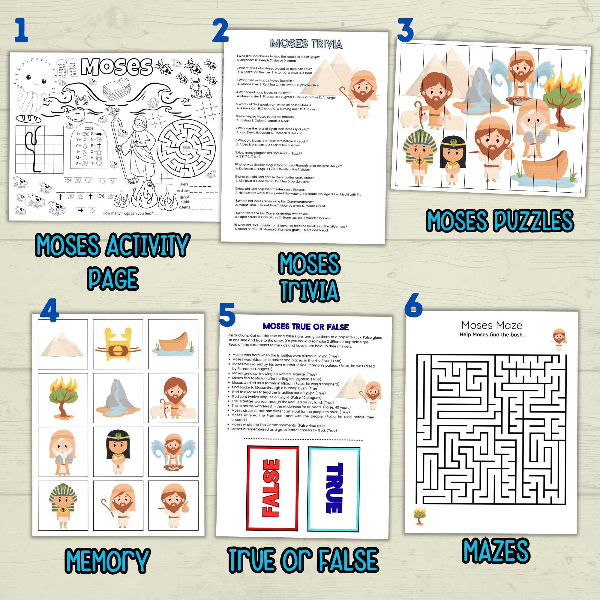 Moses Coloring Pages, Moses Activity Pack, Sunday School Activity, Bible Lesson, Old Testament, Genesis, Christian Craft, Moses and Exodus