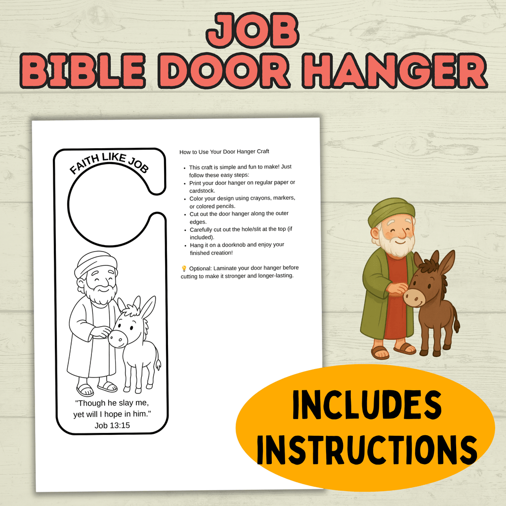 Job Door Hanger Craft, Bible Story Job Craft, Sunday School Craft, Bible Craft