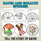 David and Goliath Spinner, David Craft, Christian Craft, Homeschool, Bible Craft, Bible Lesson, Cut and Paste Craft, Sunday School Craft