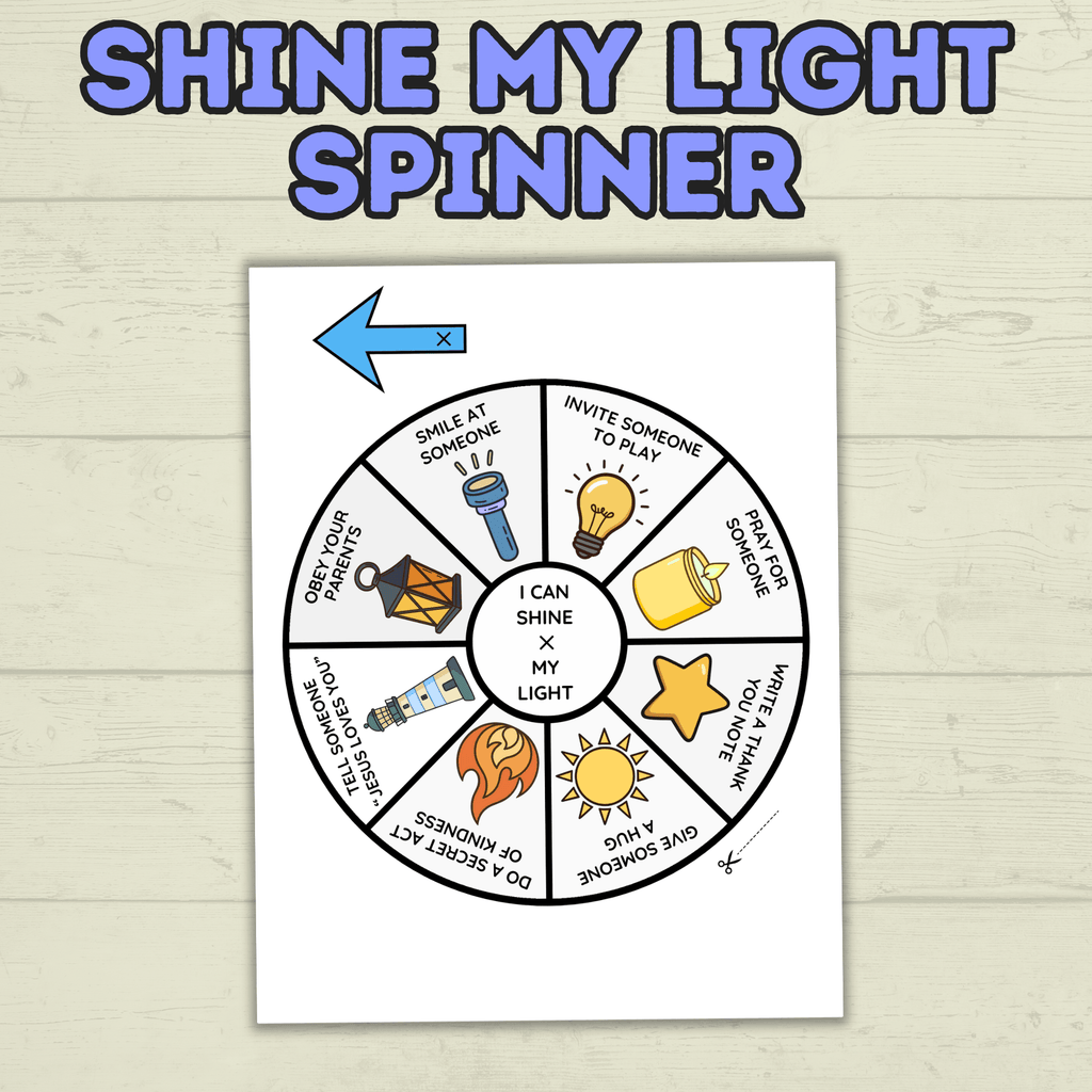 Shine My Light Craft, Matthew 5 Lesson, Bible Crafts, Sunday School Crafts, Spinner Craft, Christian Craft, Homeschool, Shine Your Light