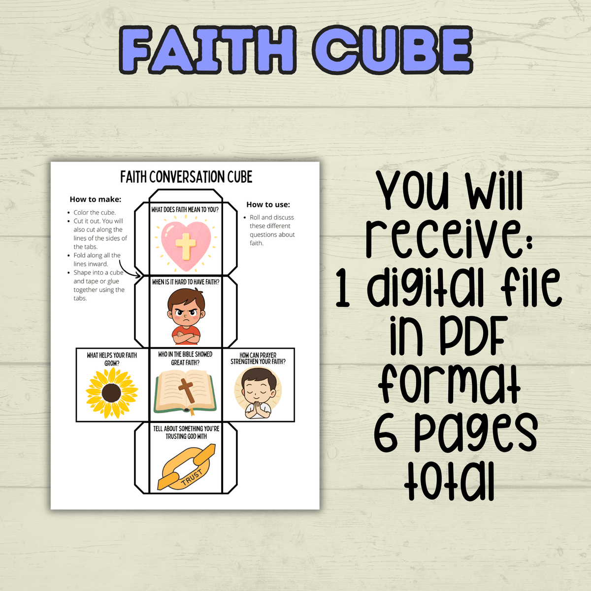 Faith Cube Craft, Bible Lesson Craft, Sunday School Craft, Christian Activity, Homeschool, Bible Heroes