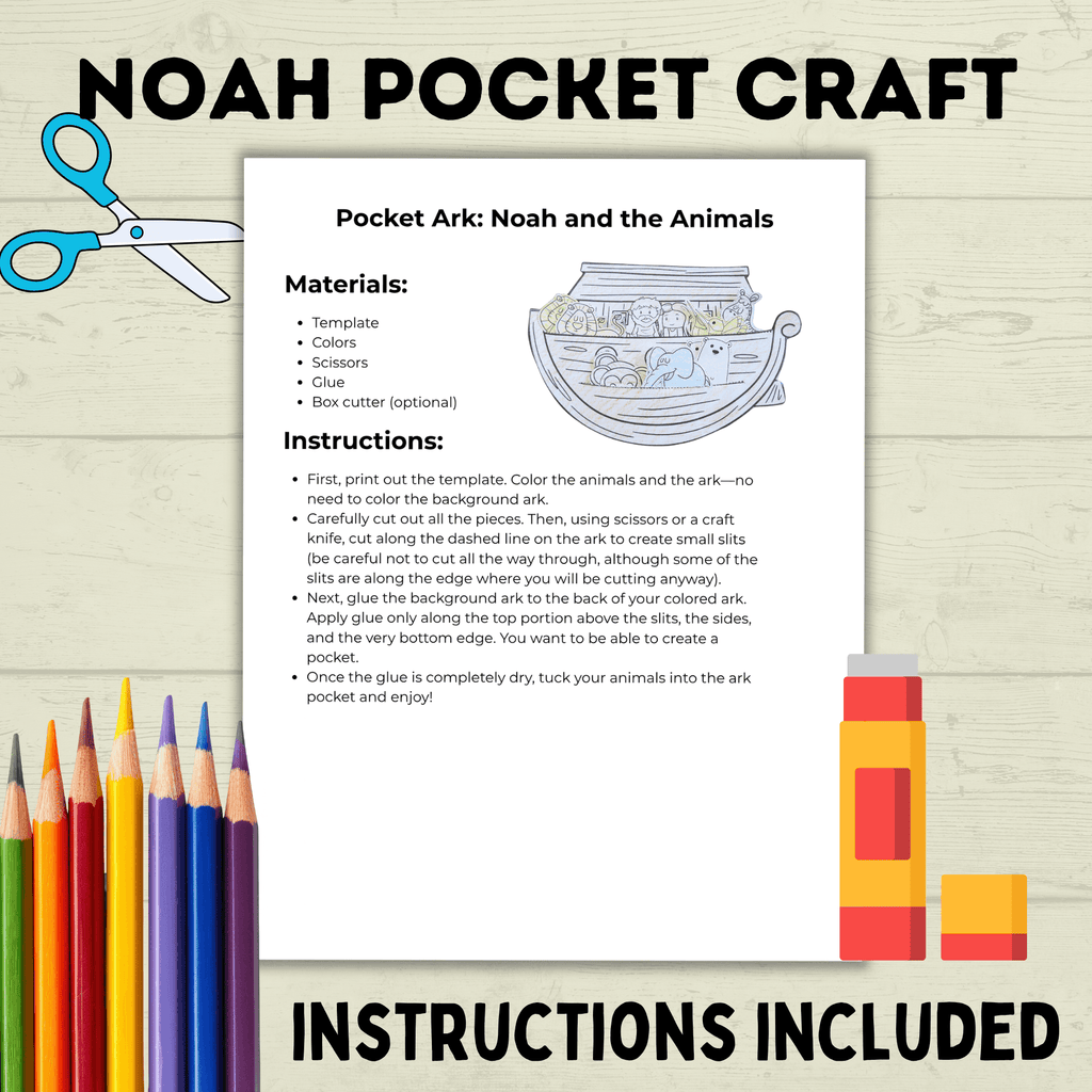 Noah's Ark Craft, Noah's Cut and Paste Craft, Sunday School Craft, Bible Craft
