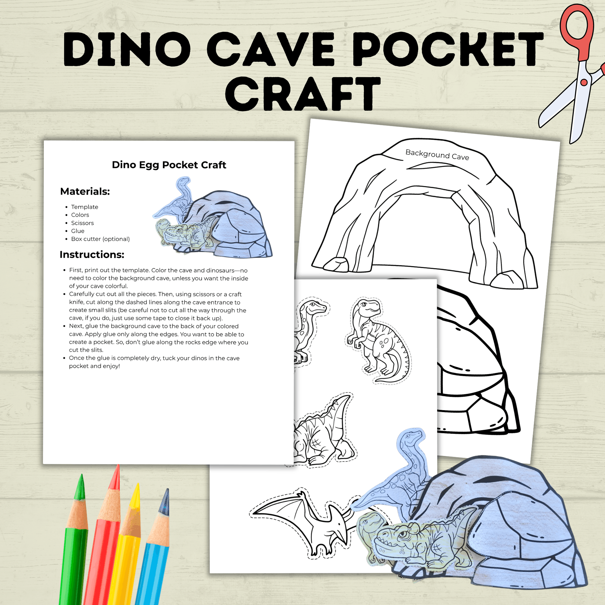 Dinosaur Cut and Paste Craft, Preschool Crafts, Toddler crafts, Homeschool, Dino