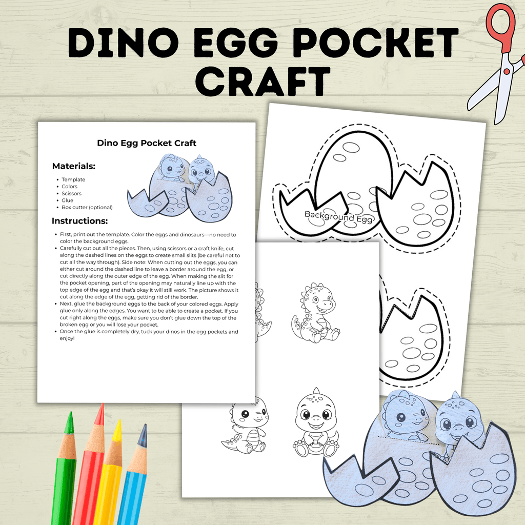 Dinosaur Egg Cut and Paste Craft, Preschool Crafts, Toddler crafts, Homeschool, Dino Egg Craft