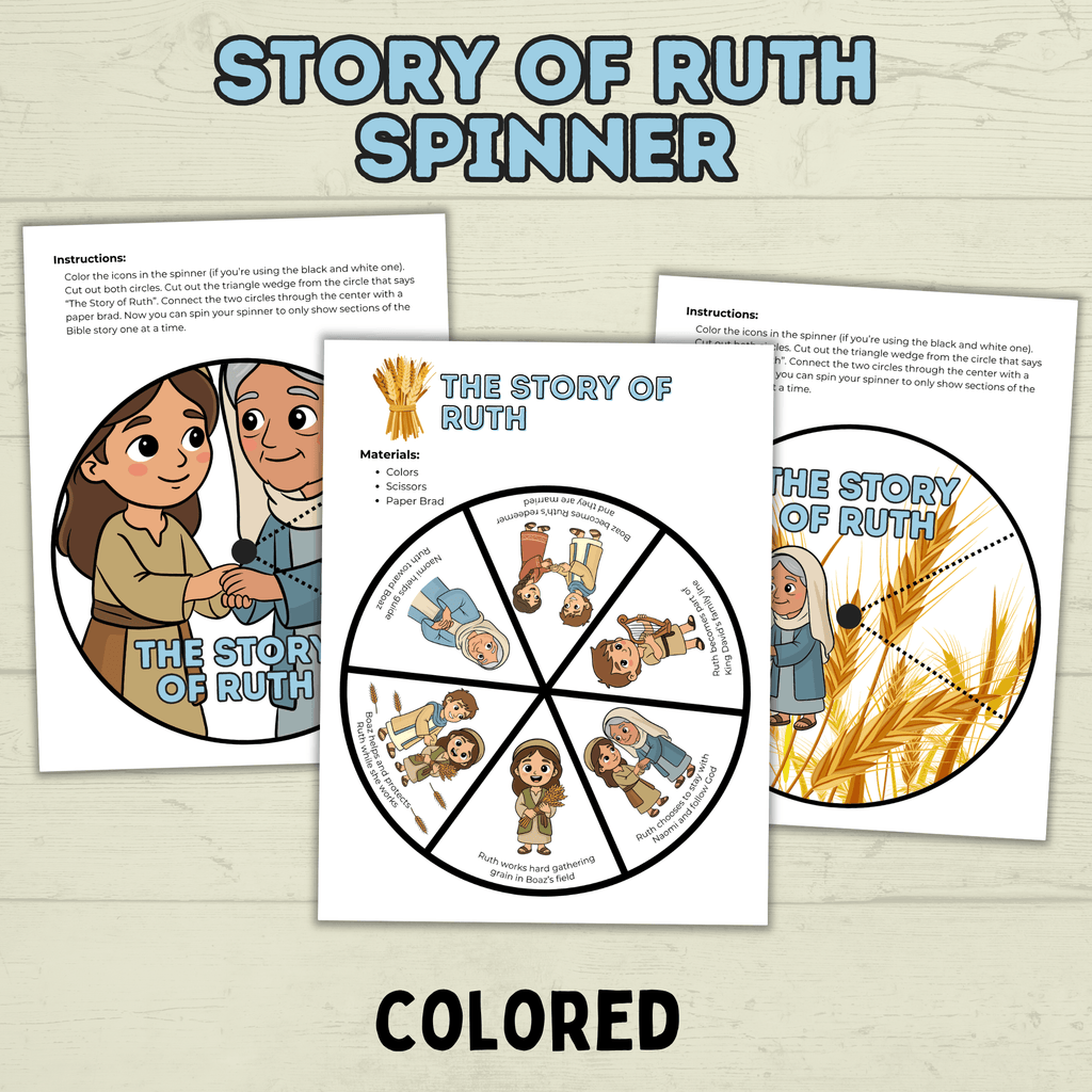 Ruth Bible Craft, Ruth Story Spinner Craft, Sunday School Craft, VBS, Bible