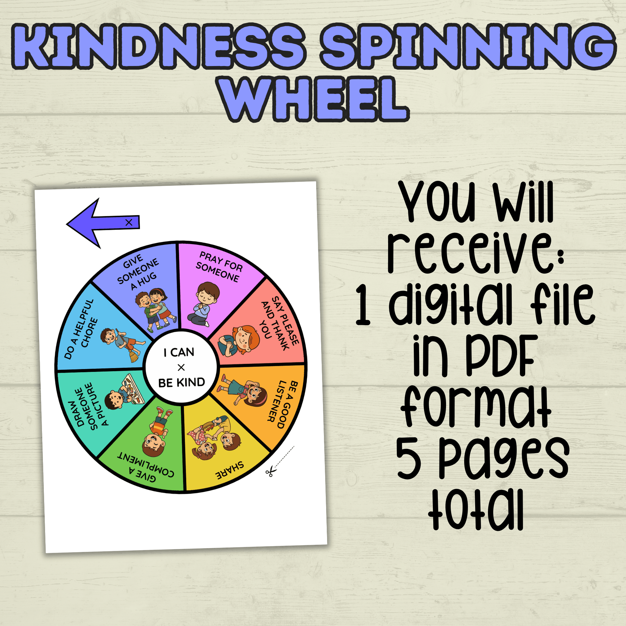 Kindness Craft for Kids, Kindness Spinner Craft, I Can Be Kind, Sunday School Craft