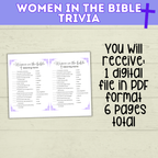 Women in the Bible Trivia Quiz | Bible Quiz | Bible Trivia | Trivia Questions | Trivia game | Church Games | Printable Games | Digital