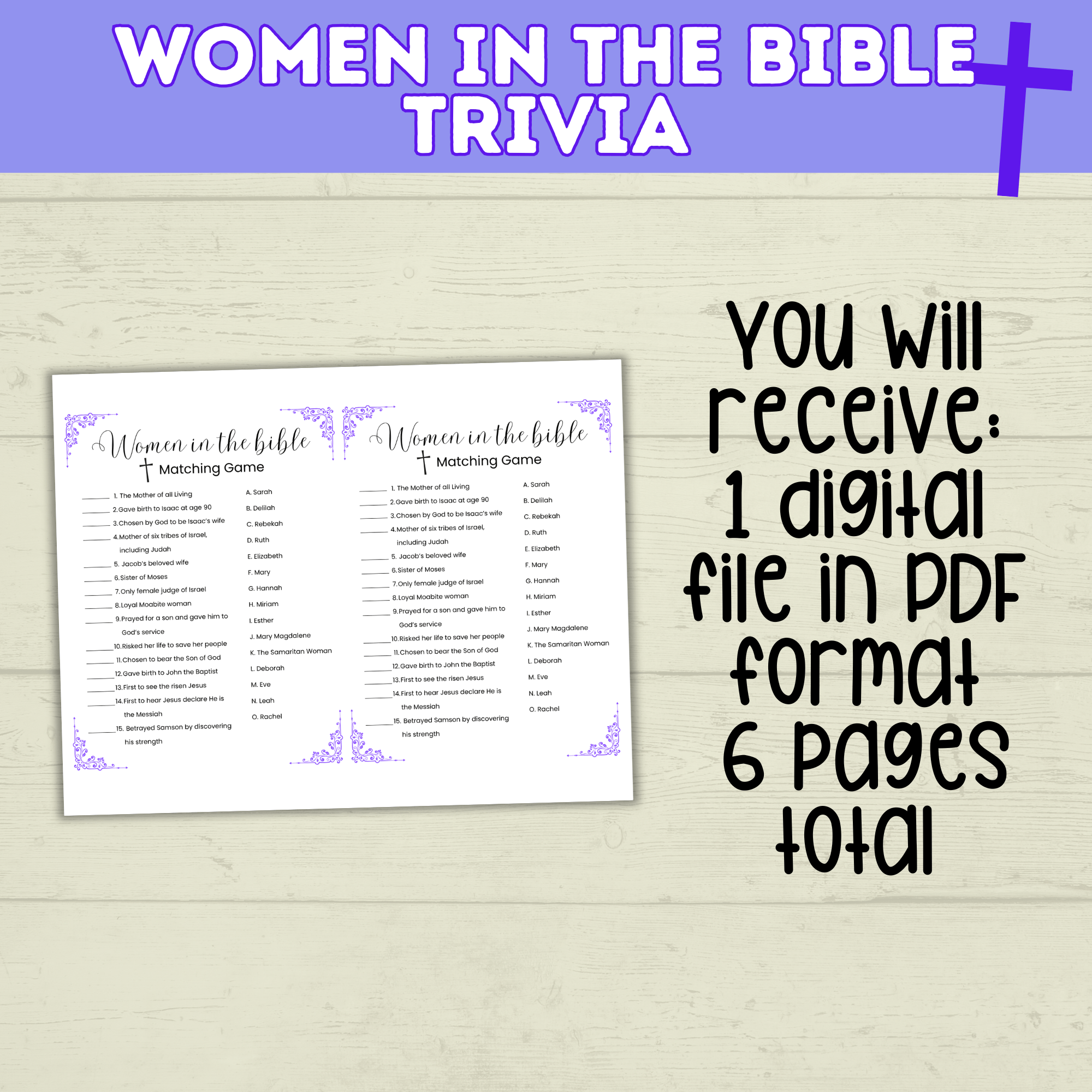 Women in the Bible Trivia Quiz | Bible Quiz | Bible Trivia | Trivia Questions | Trivia game | Church Games | Printable Games | Digital