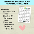 Primary Reading and Prayer Tracker | Prayer Tracker | Reading Tracker | Primary Printables | LDS Primary | Come Follow Me | Prayer Chart