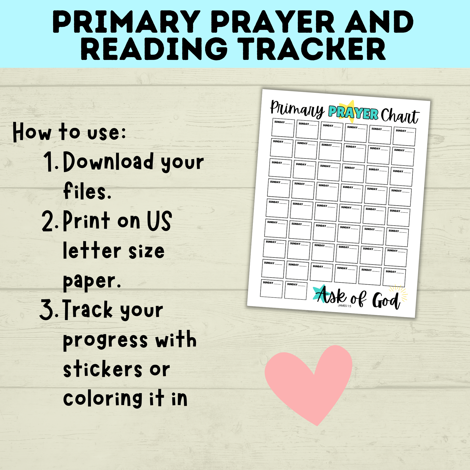 Primary Reading and Prayer Tracker | Prayer Tracker | Reading Tracker | Primary Printables | LDS Primary | Come Follow Me | Prayer Chart