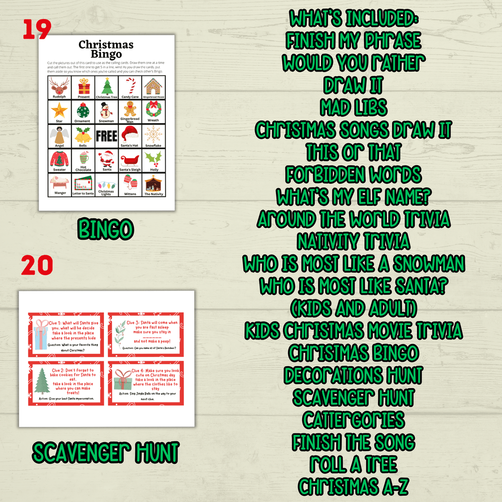 Christmas Holiday Party Games Bundle for Classrooms, Family Reunions, Kids, Adults