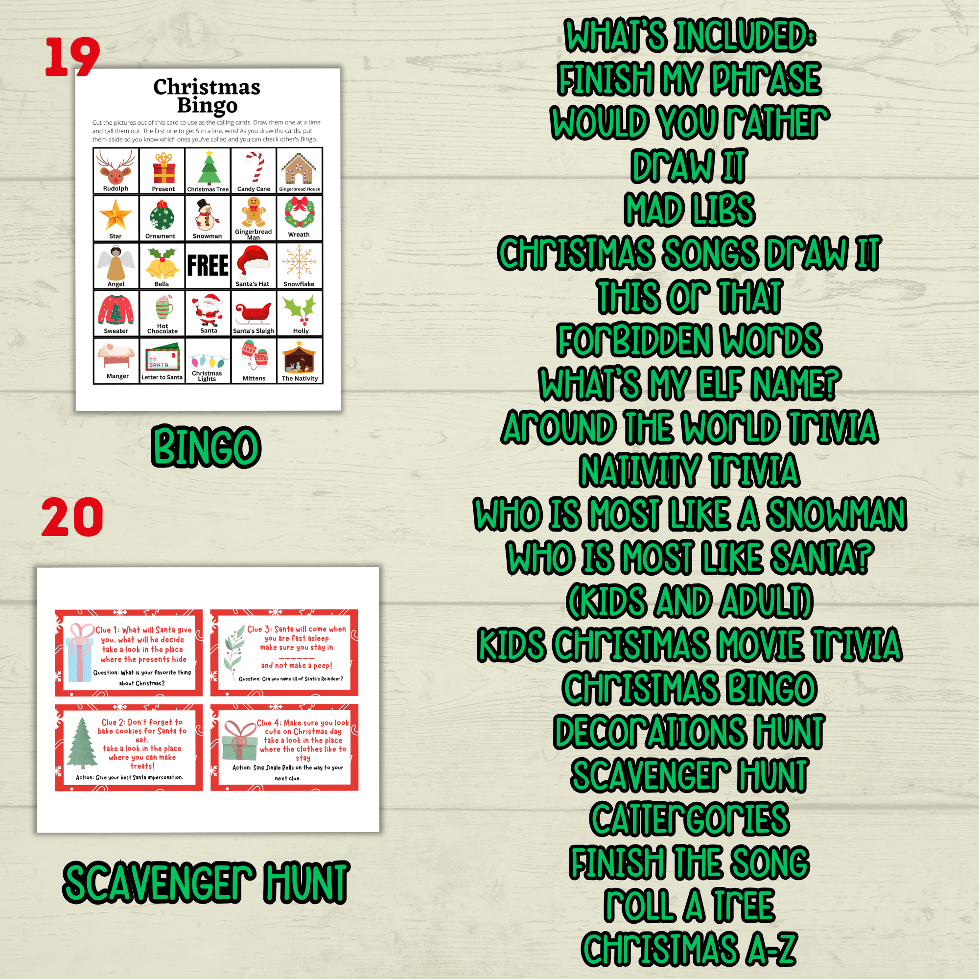 Christmas Holiday Party Games Bundle for Classrooms, Family Reunions, Kids, Adults