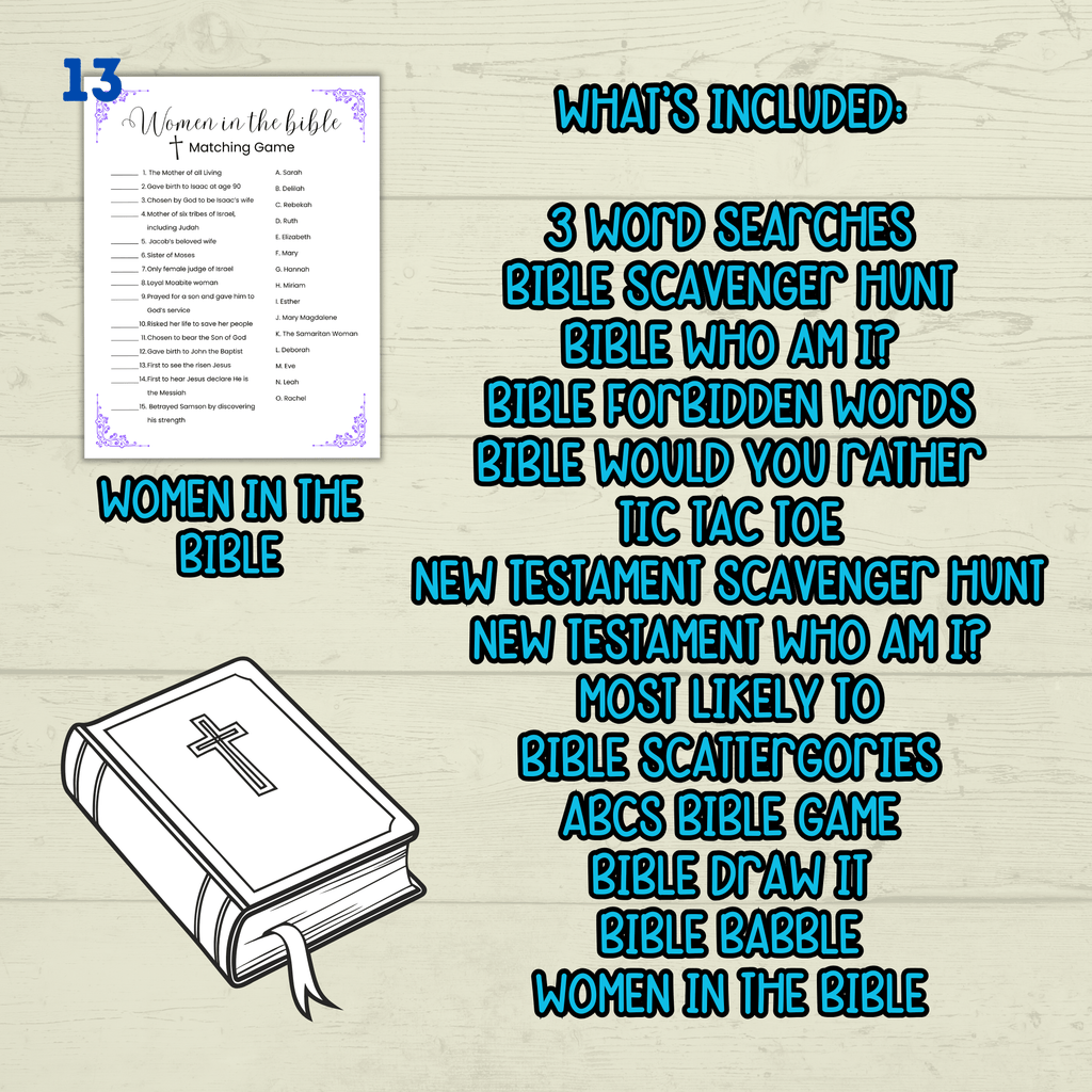 Kids Bible Games, Christian Printables, PDF, Sunday School Digital Download, Children's Ministry, Church New Testament