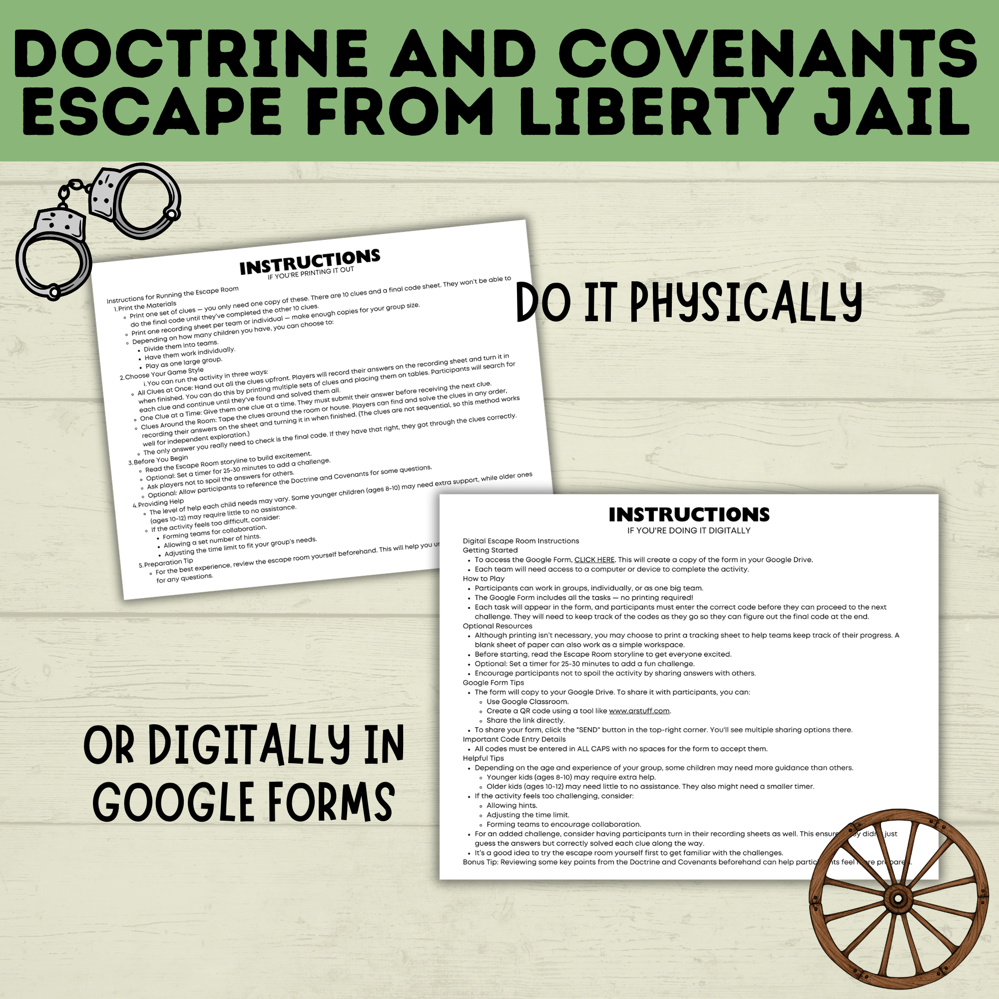 Doctrine and Covenants Escape Room | Escape Liberty Jail | D&C Games | Doctrine and Covenants Games | Kids Games | Sunday School | Escape