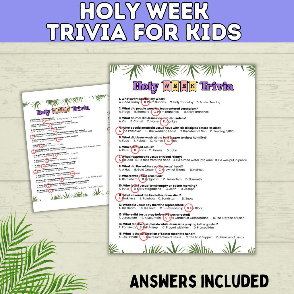 Holy Week | LDS Holy Week | Holy Week Kids Trivia | Holy Week Activity | Easter | Easter Activity | Easter Trivia | Easter Week